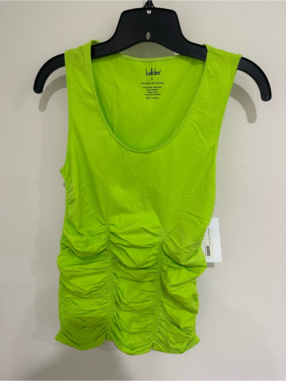 Belldini Neon Lime Ruched Sleeveless Tank Top - Women